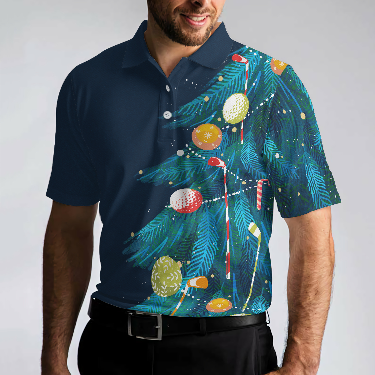 Christmas Golf Polo Shirts- Mens Golf Polo Shirts Short Sleeve- Christmas Tree Pattern Shirt Dry Fit- Christmas Shirt Idea Gift For Men - 4