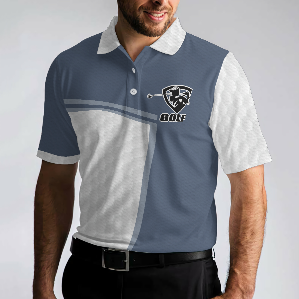 The Art Of Playing Fetch With Yourself Golf Polo Shirt Funny White And Blue Golf Shirt For Men - 4