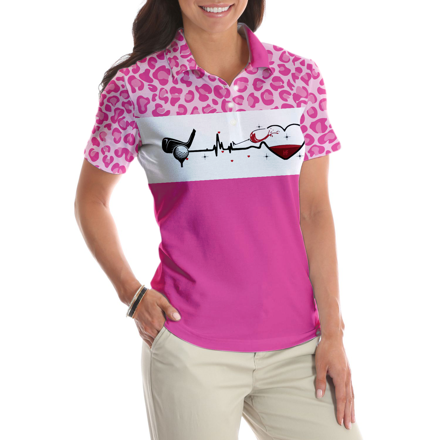 I Am A Simple Woman Golf Short Sleeve Women Polo Shirt White And Pink Golf Shirt For Ladies Gift For Wine Lovers - 4