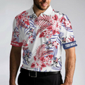 Seamless Tropical Pattern Golf Skull America Polo Shirt Texas Bluebonnet Golf Shirt For Men - 5