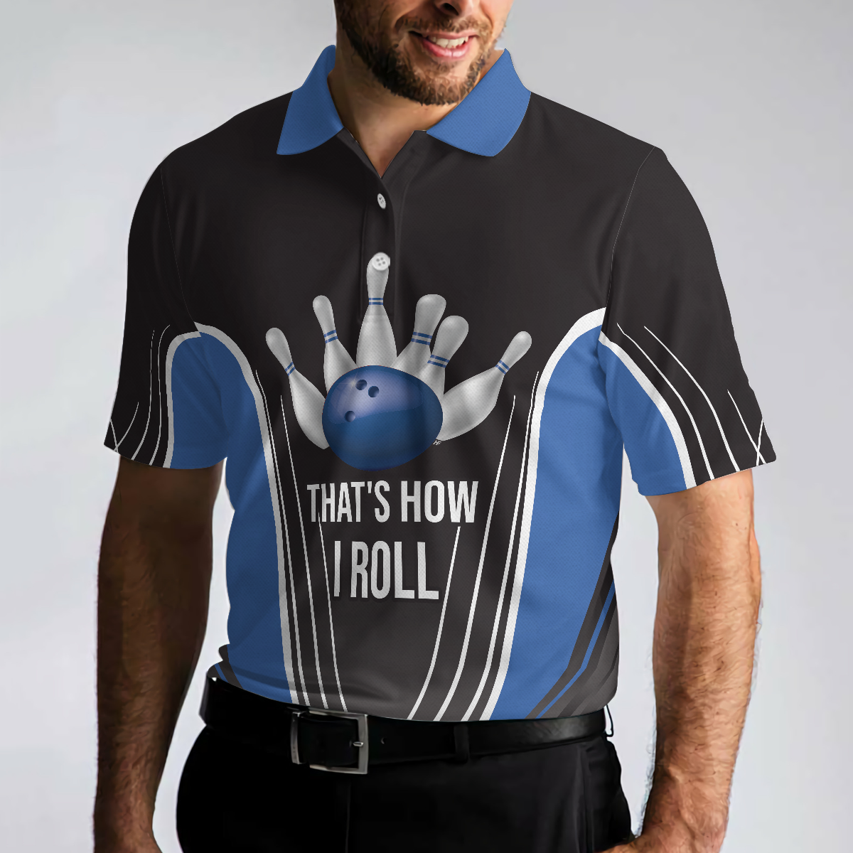 Thats How I Roll Bowling Short Sleeve Polo Shirt Digital Bowling Alley Polo Shirt Best Bowling Shirt For Men - 5