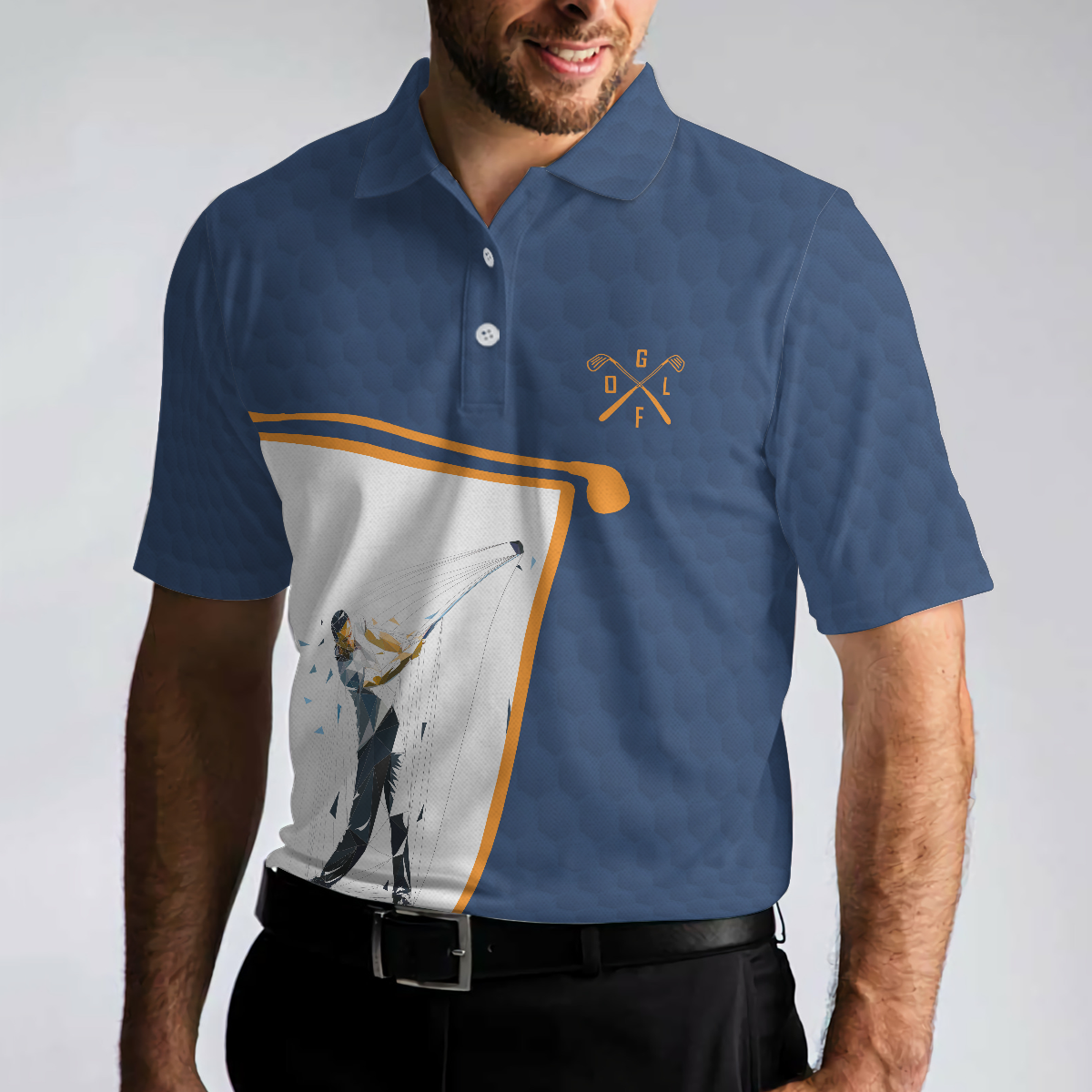 Swing Swear Drink And Repeat Golf Polo Shirt Blue And White Short Sleeve Golf Polo For Men Funny Golf Shirt - 4