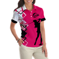 Your Hole Is My Goal Golf Short Sleeve Women Polo Shirt White And Pink Golf Shirt For Ladies - 4