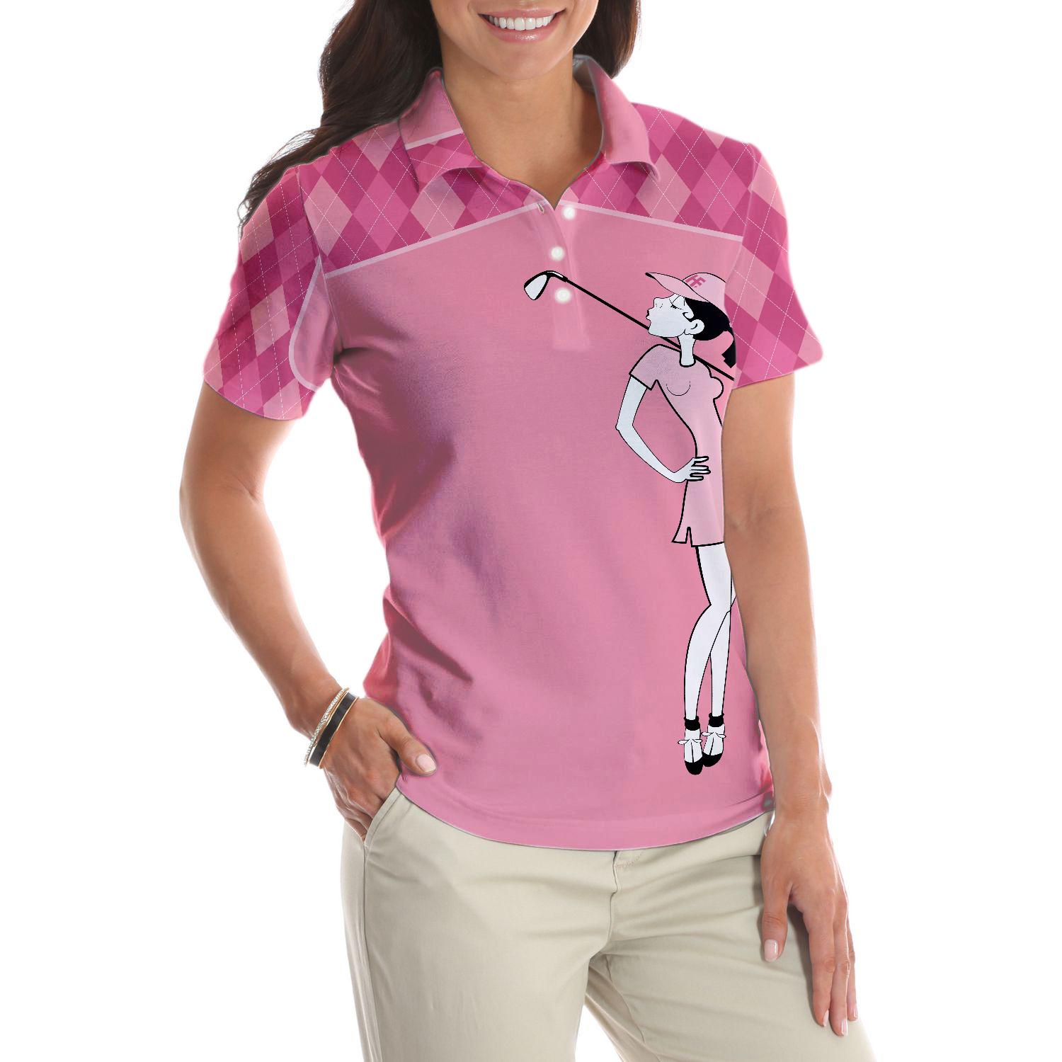 You Say Girl Cant Golf I Say Watch Me Short Sleeve Women Polo Shirt Pink Golf Shirt With Sayings For Ladies - 4