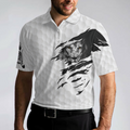 King Of Swings Lion Golfing Polo Shirt Black And White Lion King Sketching Polo Shirt Best Golf Shirt For Men - 5