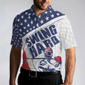 Golf Texture Swing Hard Short Sleeve Golf Polo Shirt American Flag Polo Shirt Patriotic Golf Shirt For Men - 5