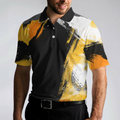 Golf On Artistic Black and Gold Crayon Strokes Short Sleeve Polo Shirt Golf Shirt For Men - 4