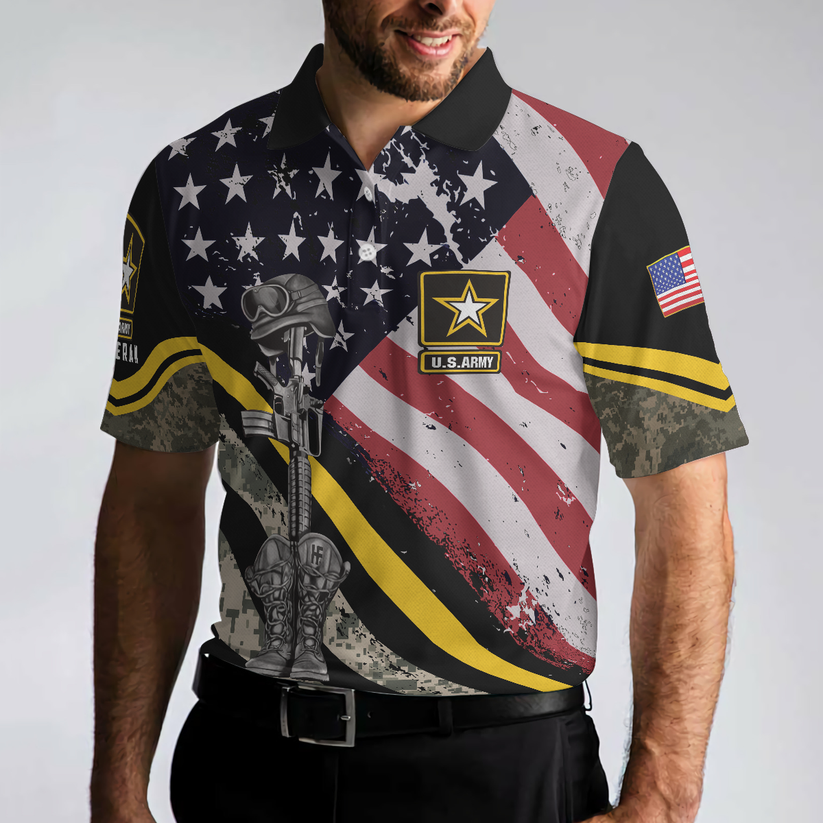 US Army Veteran DNA Polo Shirt American Flag Veteran Polo Shirt For Adults Best Gift Idea For Veterans - 4