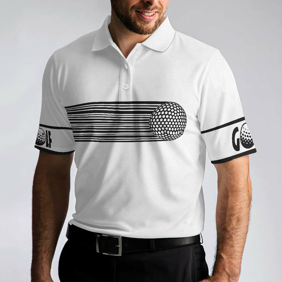 Black and White Stripes Barcode Golfing Polo Shirt Golfer Hard Swing Polo Shirt Best Golf Shirt For Men - 5