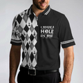 I Made A Bogey On Every Hole Polo Shirt Black And White Argyle Pattern Polo Shirt Cool Golf Shirt For Men - 4