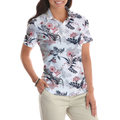 Colorful Floral Pattern Shirt Short Sleeve Women Polo Shirt - 5