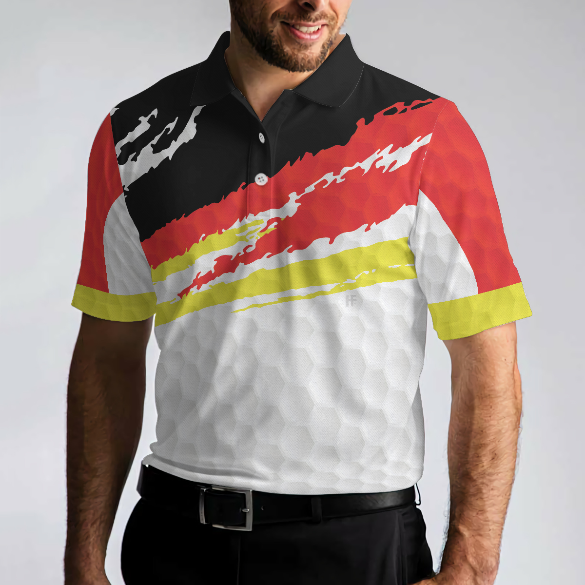 German Flag Golf Texture Short Sleeve All Over Print Polo Shirt Paint Art Polo Shirt Best Golf Shirt For Men - 4