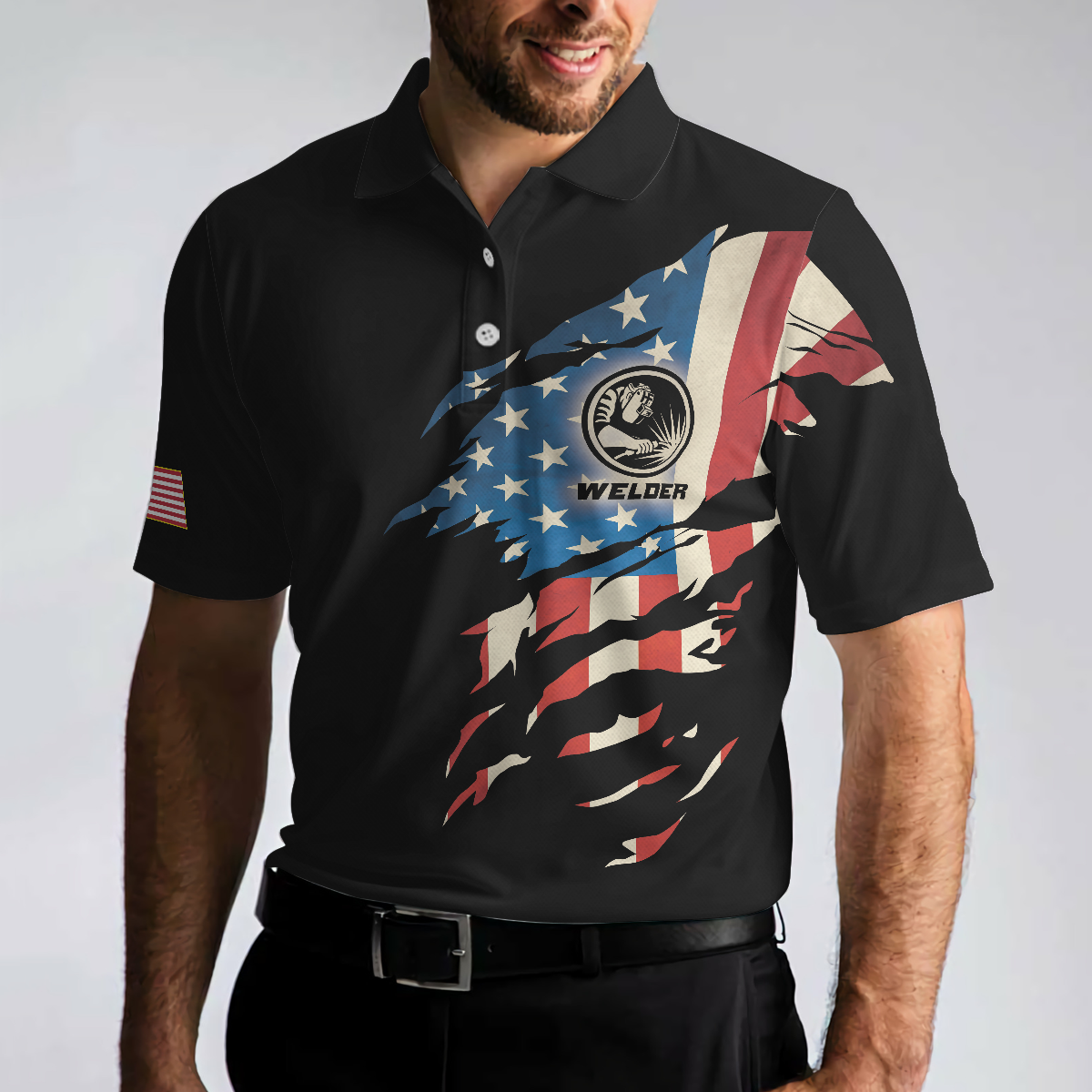 Welder My Craft Allows Me To Build Anything Polo Shirt Skull American Flag Welder Shirt For Men - 5