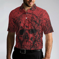 Skull Crow Black And Red Short Sleeve Polo Shirt Dark Forrest Skull Crow Shirt For Men - 4