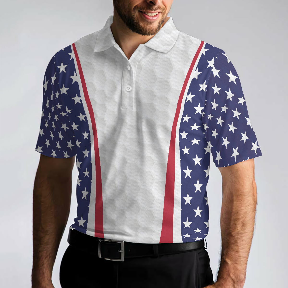 Patriotic Golf Texture Short Sleeve USA Golf Polo Shirt American Flag Polo Shirt Best Golf Shirt For Men - 5