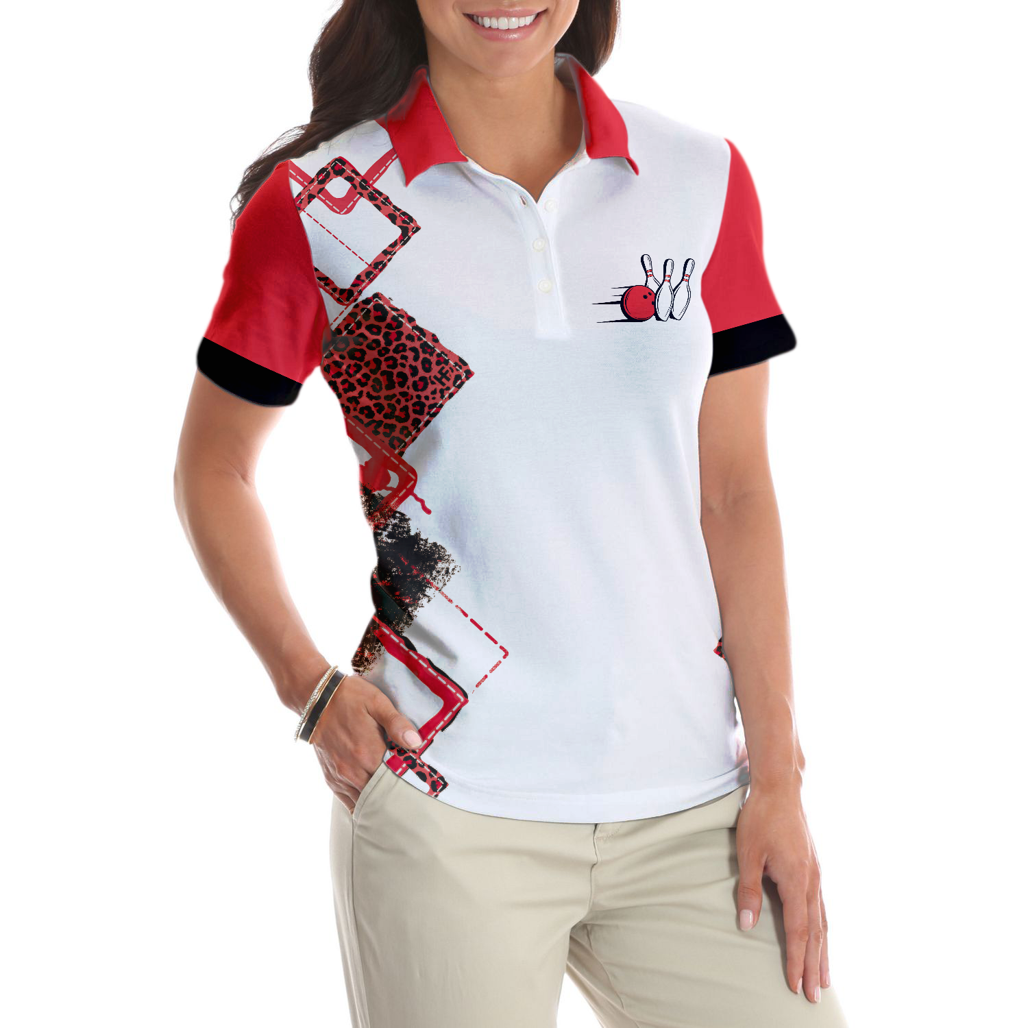 Were More Than Just Bowling Friends Were Like A Really Small Gang Short Sleeve Women Polo Shirt Leopard Bowling Shirt - 4