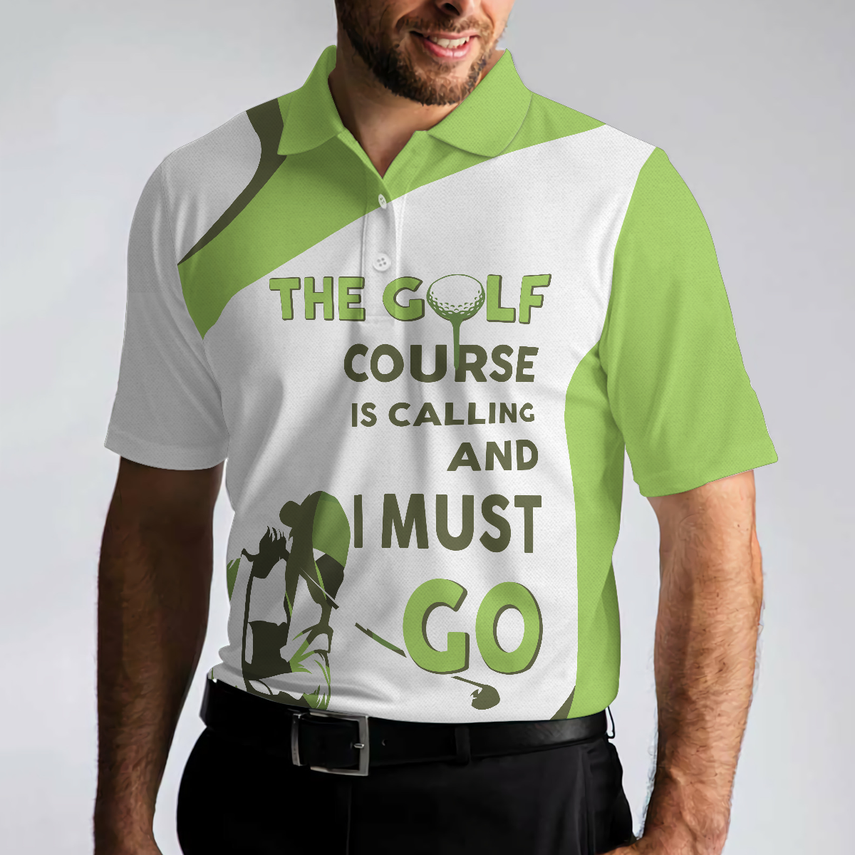 The Golf Course Is Calling And I Must Go Men Polo Shirt White And Green Golf Shirt For Men - 5