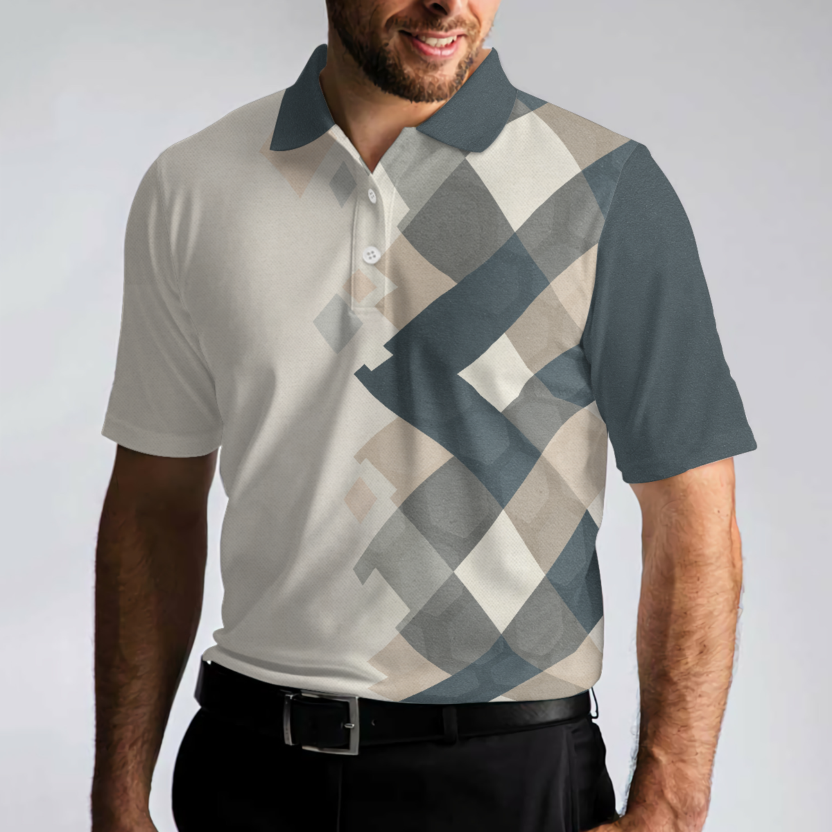 Vintage Pastel Argyle Pattern Polo Shirt For Men - 4