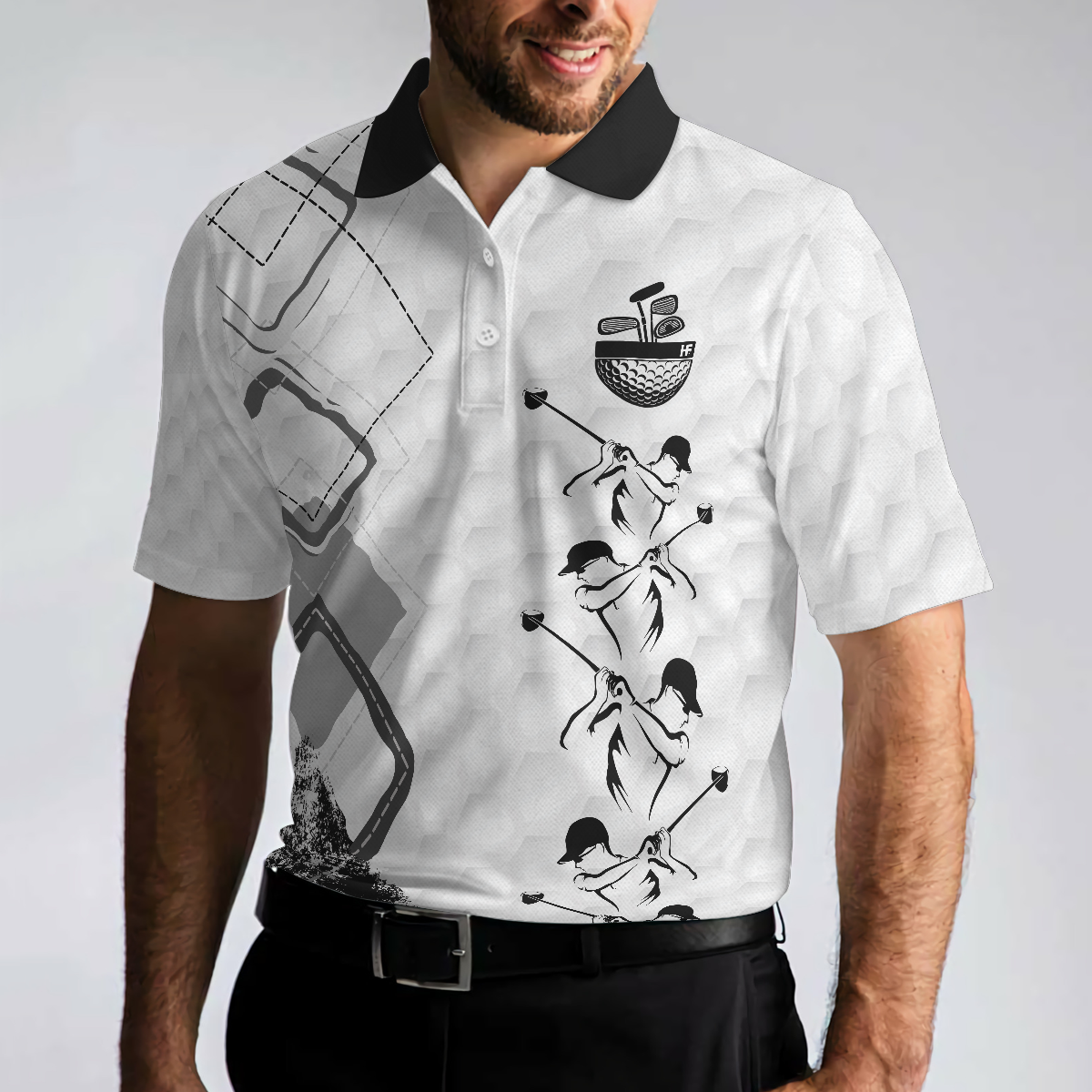 Old Guys Rule Golf Polo Shirt Golf Texture Argyle Pattern Polo Shirt Cool Golfing Shirt For Men - 5