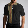 Luxury Baroque Pattern Eagle Badge Golf Polo Shirt Golden Greek Key Pattern Polo Shirt Best Golf Shirt For Men - 5