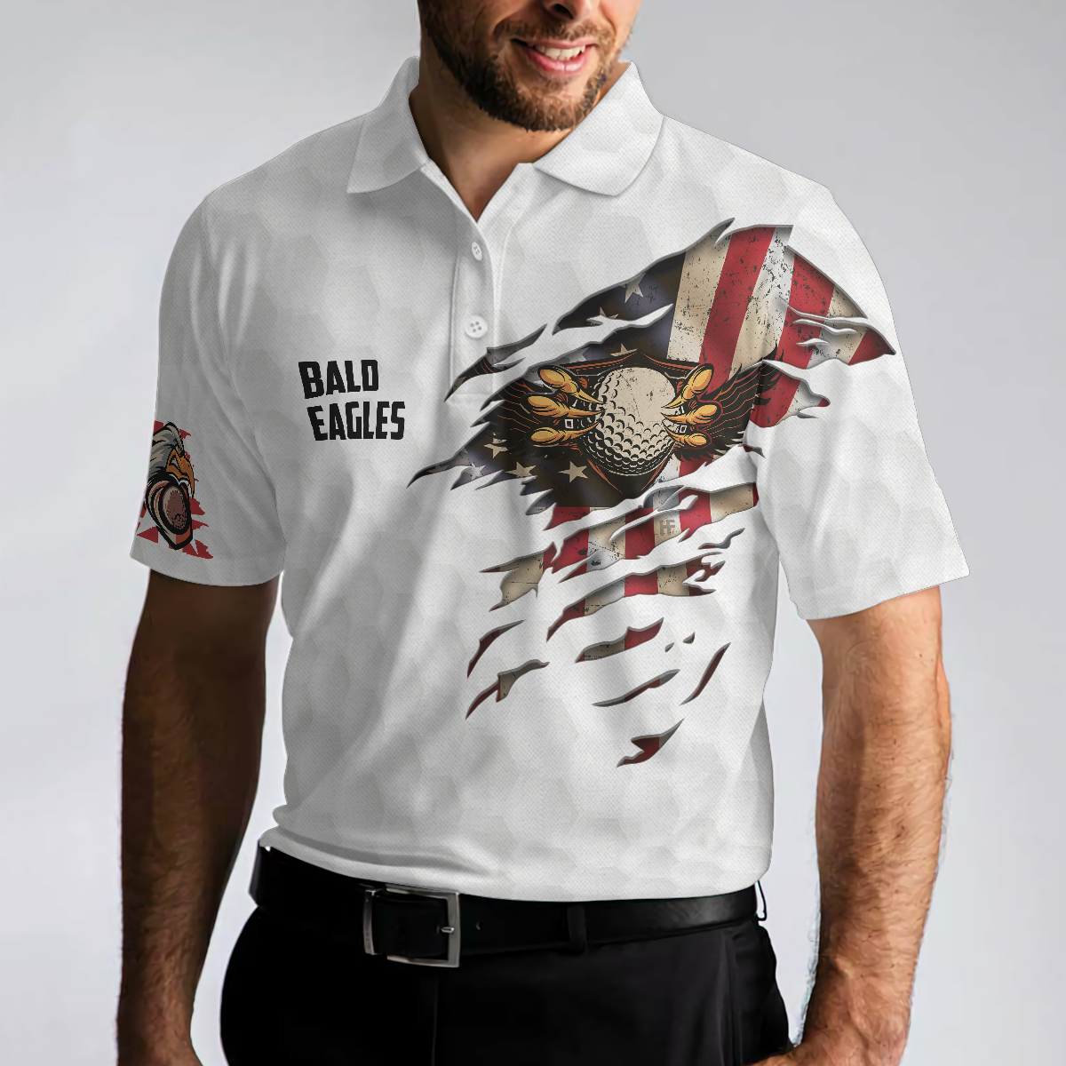 Bald Eagles American Flag Polo Shirt - 3