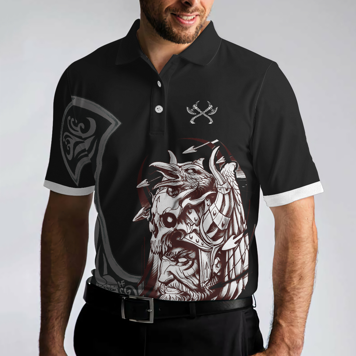 Im Not Angry This Is Just My Viking Face Polo Shirt Cool Black Viking Shirt For Men - 5