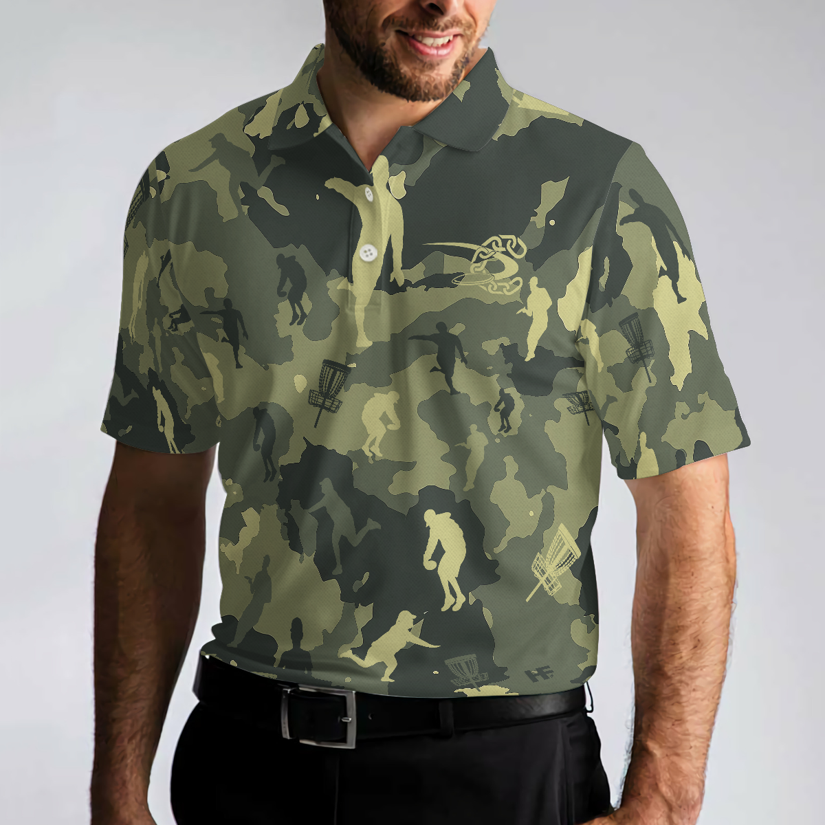 Custom Camouflage Texture Disc Golf Polo Shirt - 5