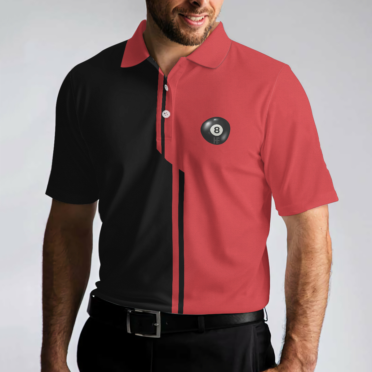 Aim Shoot Swear Repeat V2 Polo Shirt Black And Red Billiards Shirt For Men Gift For Billiards Lovers - 5