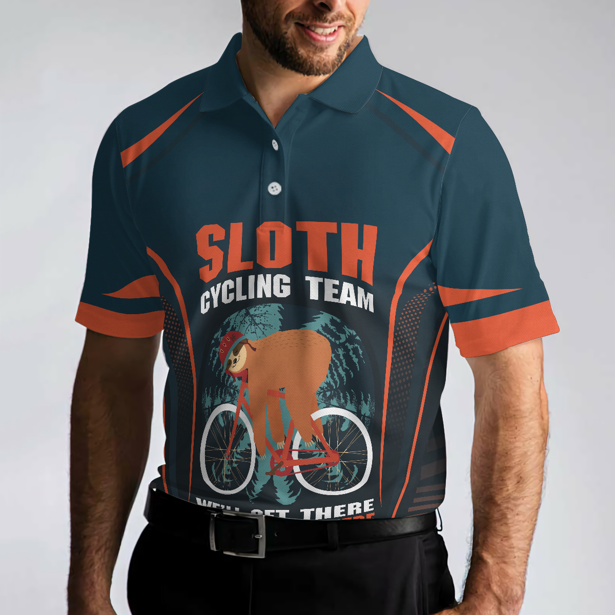 Sloth Cycling Team Polo Shirt Well Get There When We Get There Polo Shirt Funny Cycling Shirt For Men - 5