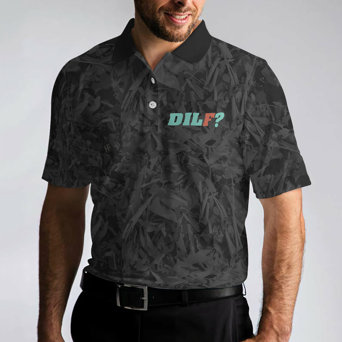 DILF Damn I Love Fishing Polo Shirt Short Sleeve Black Fishing Shirt For Men - 5