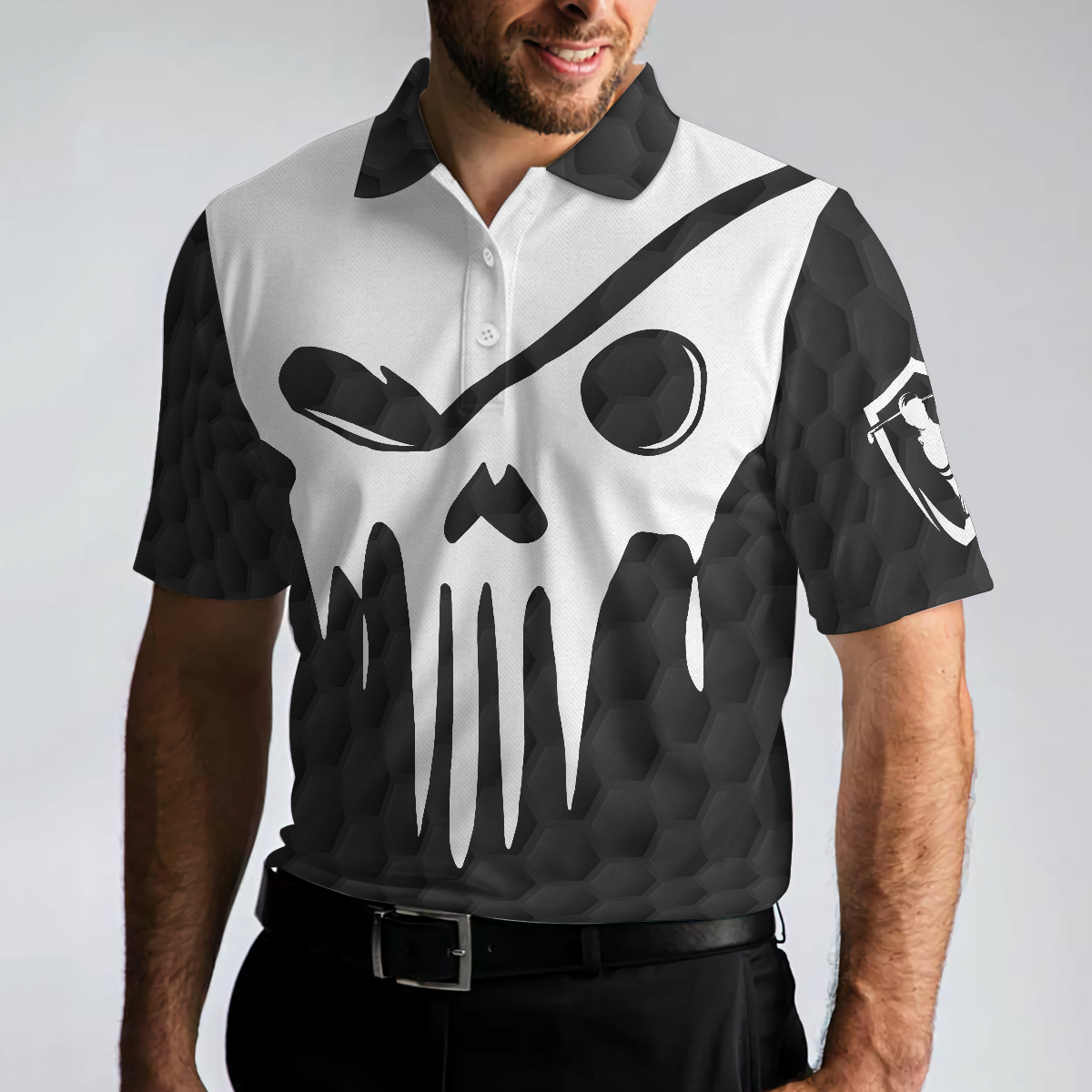 Skull Golf Polo Shirt Black And White Skull Golf Shirt With Sayings Best Golf Gift For Halloween - 5