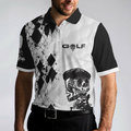 Skull Golf Reaper Polo Shirt Black And White Argyle Pattern Polo Shirt Best Golf Shirt For Men - 4