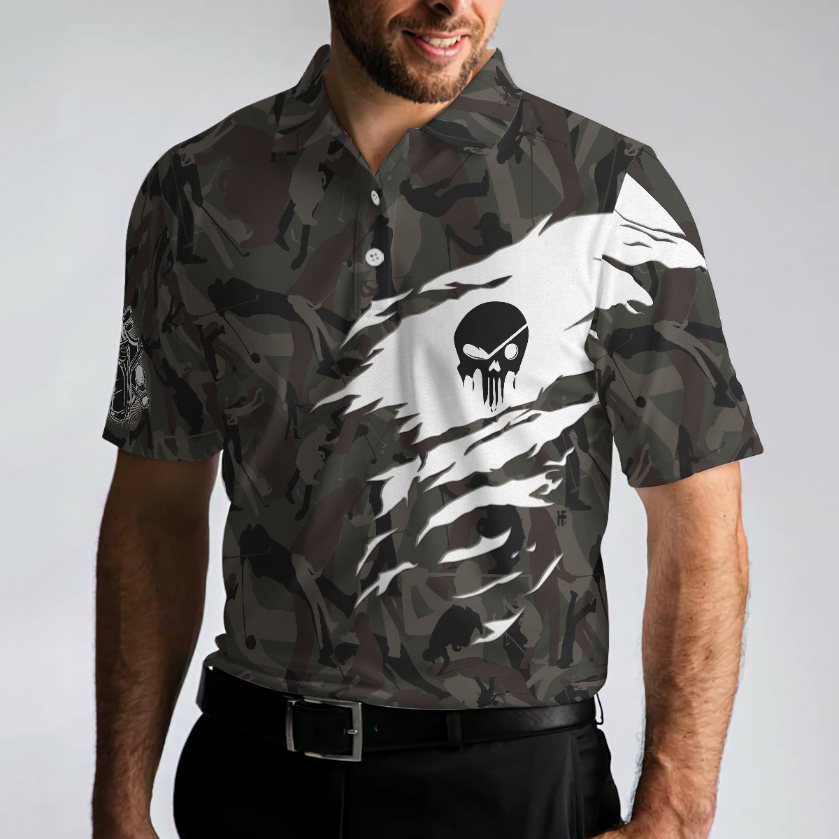 Coolest Golfing Grandpa Camouflage Pattern Golf Polo Shirt - 4