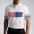 American Golfer Golfing Polo Shirt Strips Barcode American Flag Polo Shirt Patriotic Golf Shirt For Men - 5