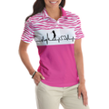 Pink Zebra Pattern Golf Girl Heartbeat Golf Short Sleeve Women Polo Shirt Best Pink Golf Shirt For Ladies - 5