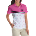 Crossed Pink Golf Clubs Golf Short Sleeve Women Polo Shirt - 4