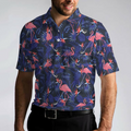 Flower And Flamingo Golf Polo Shirt Blue Flamingo Pattern Shirt For Golf Players Gift For Flamingo Fans - 5