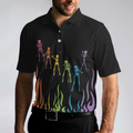 Skeleton Playing Golf Polo Shirt Rainbow Pallette Fire Golfing Polo Shirt Cool Golf Shirt For Men - 5