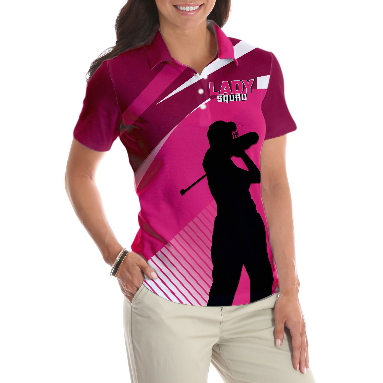 This Girl Can Golf Girl V2 Short Sleeve Women Polo Shirt Pink Golf Shirt For Ladies Cool Female Golf Gift - 4