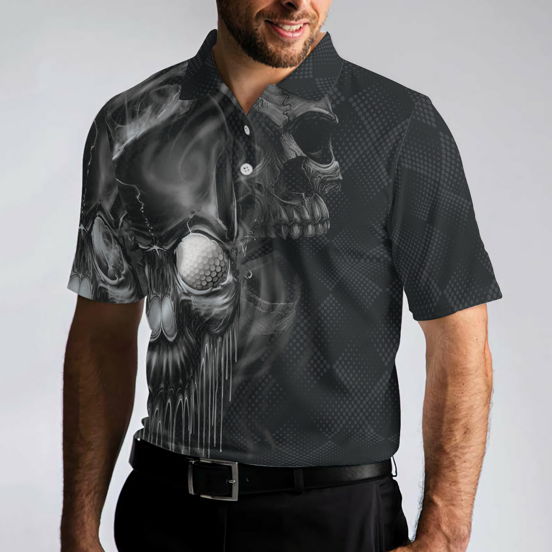 Golf Shut Up Polo Shirt Scary Skull Golf Shirt Design For Men Best Halloween Golf Gift For Golfers - 1