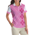 Eat Sleep Golf Repeat Golf Short Sleeve Women Polo Shirt Pink Argyle Golf Shirt For Ladies - 4