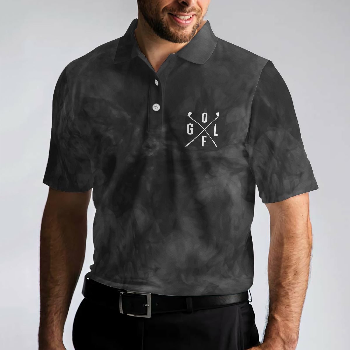 Premium Smoke Background Golf Polo Shirt Black Smoke Golfer Polo Shirt Best Golf Shirt For Men - 4