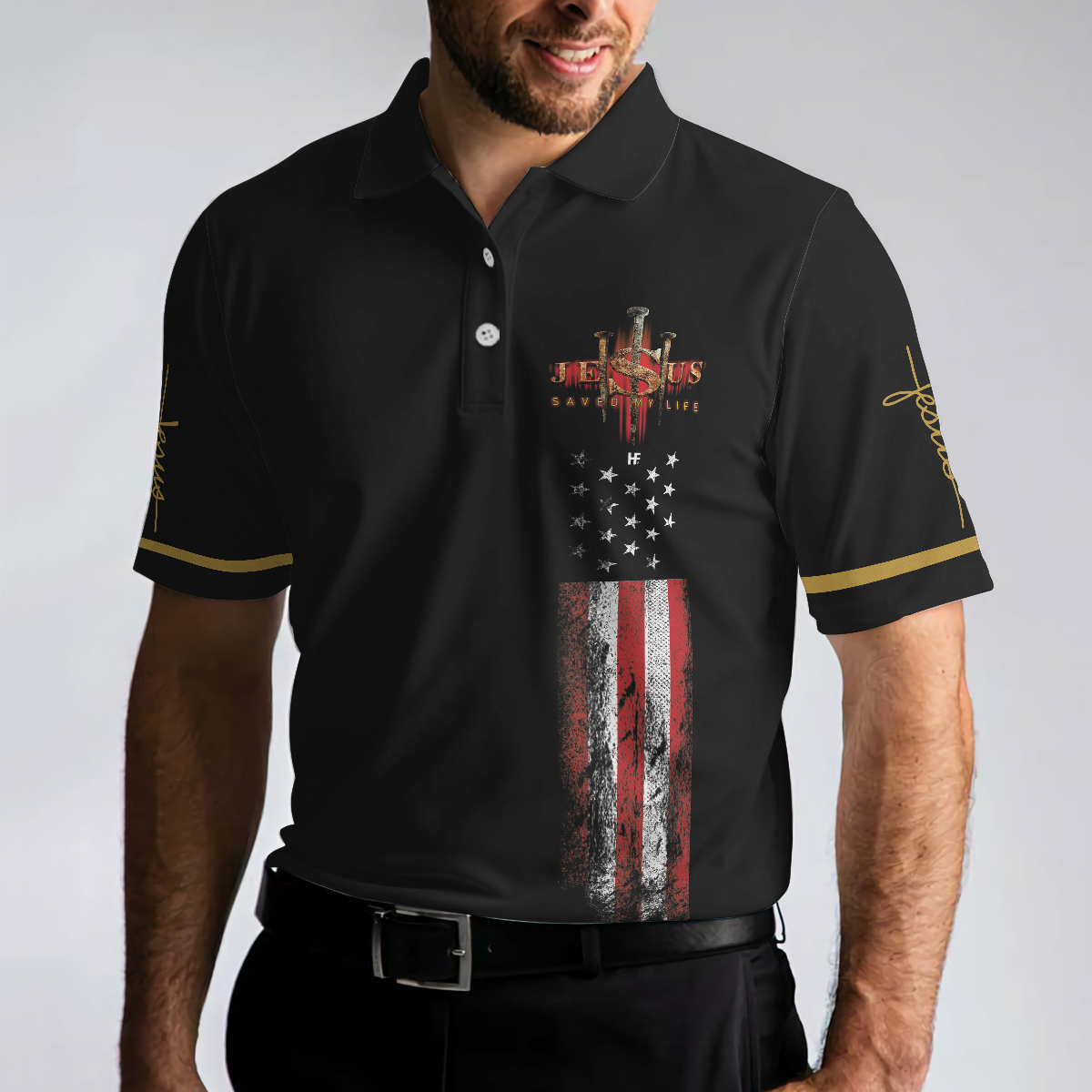 Jesus Saved My Life Christian Polo Shirt American Flag Polo Shirt Best Christian Shirt For Men - 5