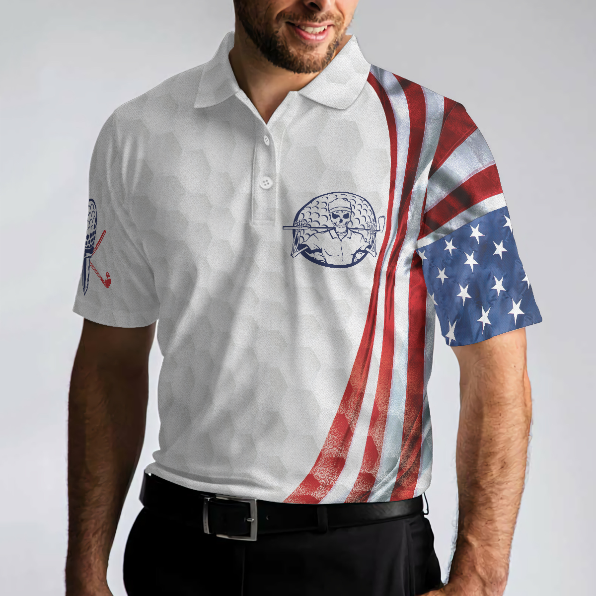 The Day I Stop Golfing Polo Shirt Golf Pattern Skeleton Golfer American Flag Polo Shirt Best Golf Shirt For Men - 5