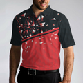 Sporty Golf Breaker Red And Black Golf Polo Shirt Red And White Triangle Pattern Shirt Design Best Golf Gift Idea - 5