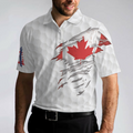 Golf Canada Flag Short Sleeve Polo Shirt Red Maple Leaf Golfing Polo Shirt Canadian Golf Shirt For Men - 5