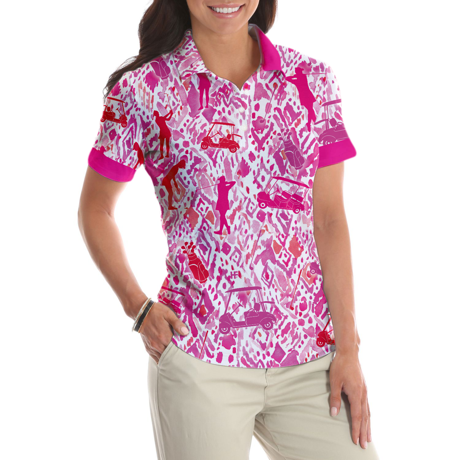 Seamless Pink Golfer Short Sleeve Women Polo Shirt Unique Gift For Female Golfers - 4