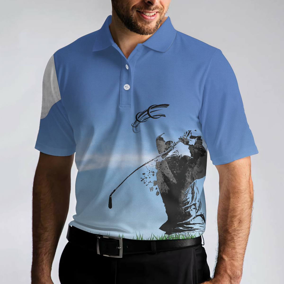 Swing Polo Shirt Blue Golf Ball Pattern Polo Shirt For Golfers Best Golf Polo Shirt For Hot Weather - 4