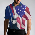 Watercolor Golf American Flag Men Polo Shirt - 4