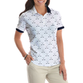 Crossed Golf Clubs Black And White Golf Short Sleeve Women Polo Shirt - 4